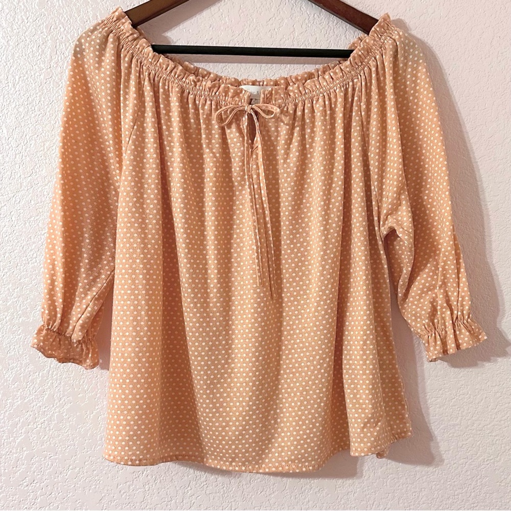 Eden & Olivia Blouse Peach Polka Dot